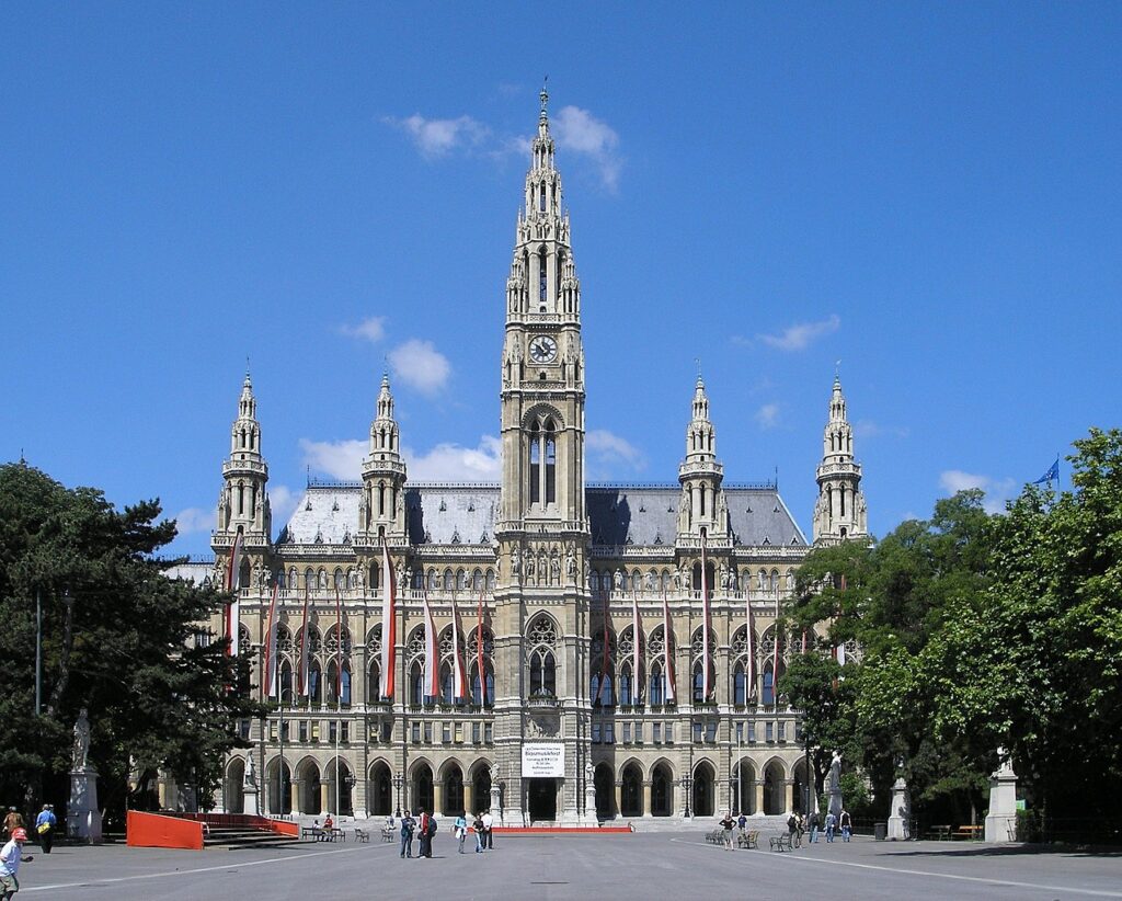 A picture of Rathaus City Hall in Vienna Austria