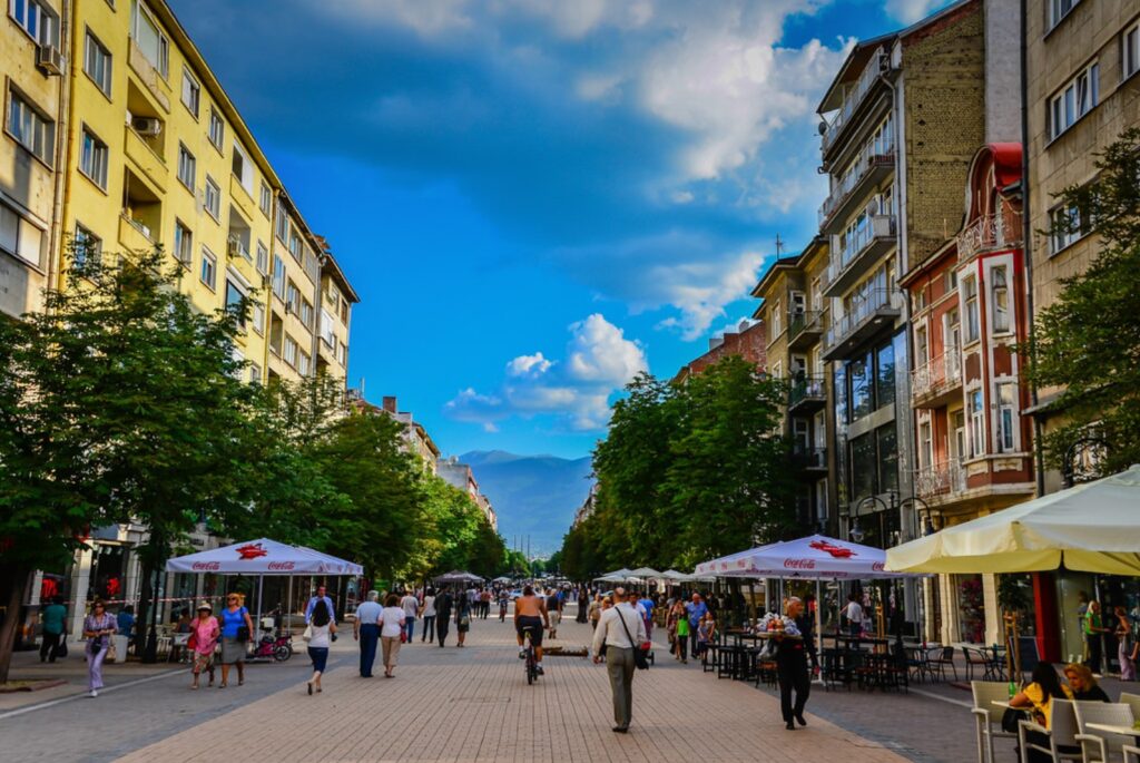 photo of busy main street in sofia bulgaria