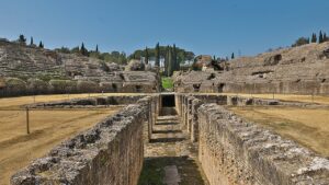 An image of the ruins of italica in seville spain