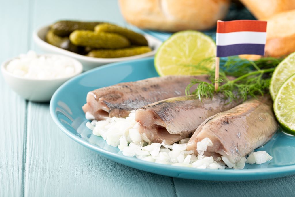 photo of a plate of traditional dutch herring
