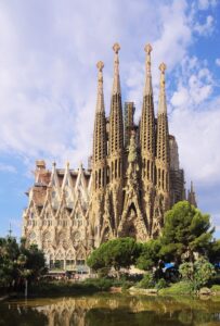 A picture of Sagrada Familia in Barcelona on a Sunny Day