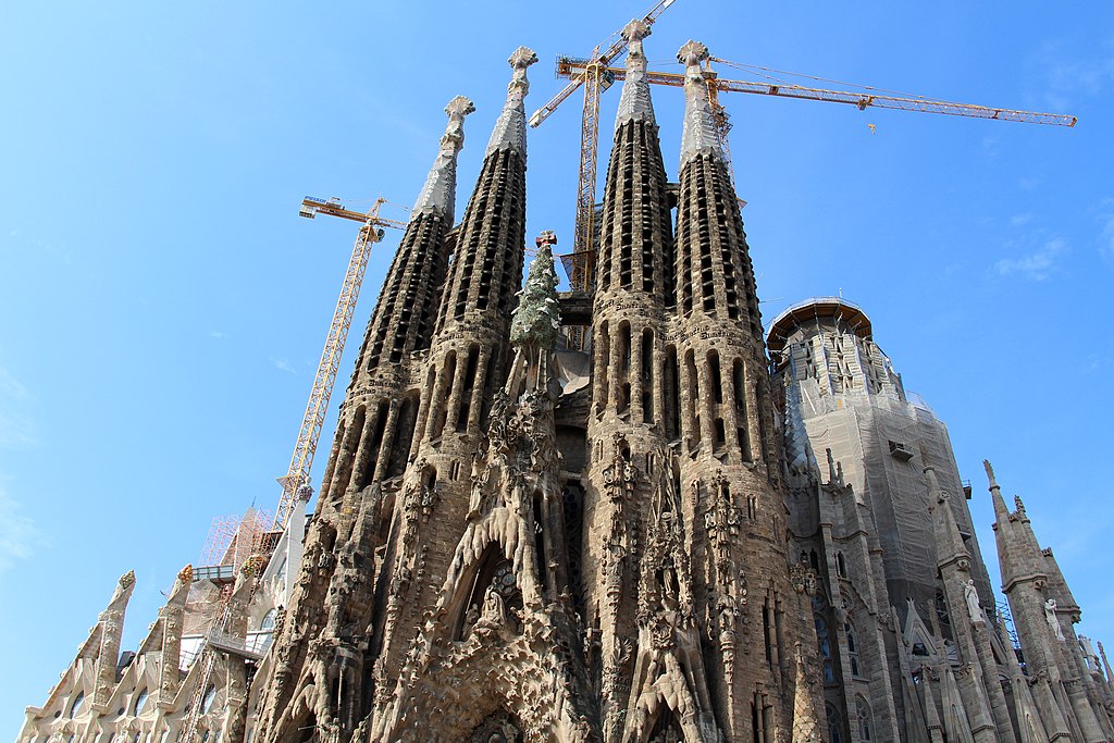 Sagrada Familia in Barcelona, Spain, under construction.