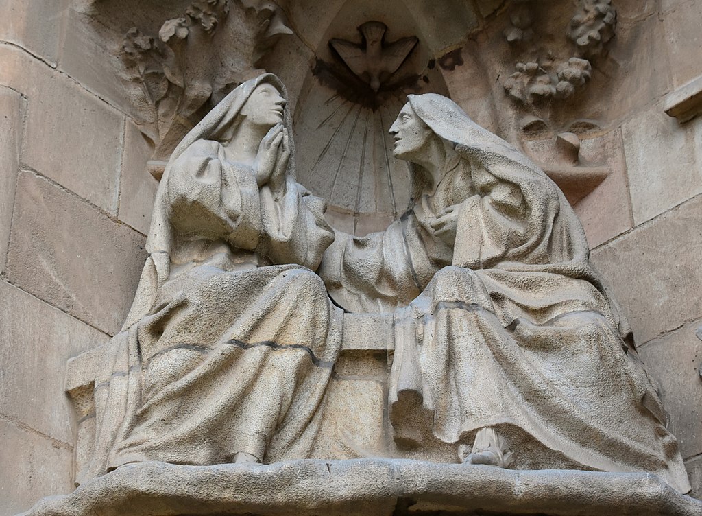 The Nativity Facade on Sagrada Familia in Barcelona, Spain