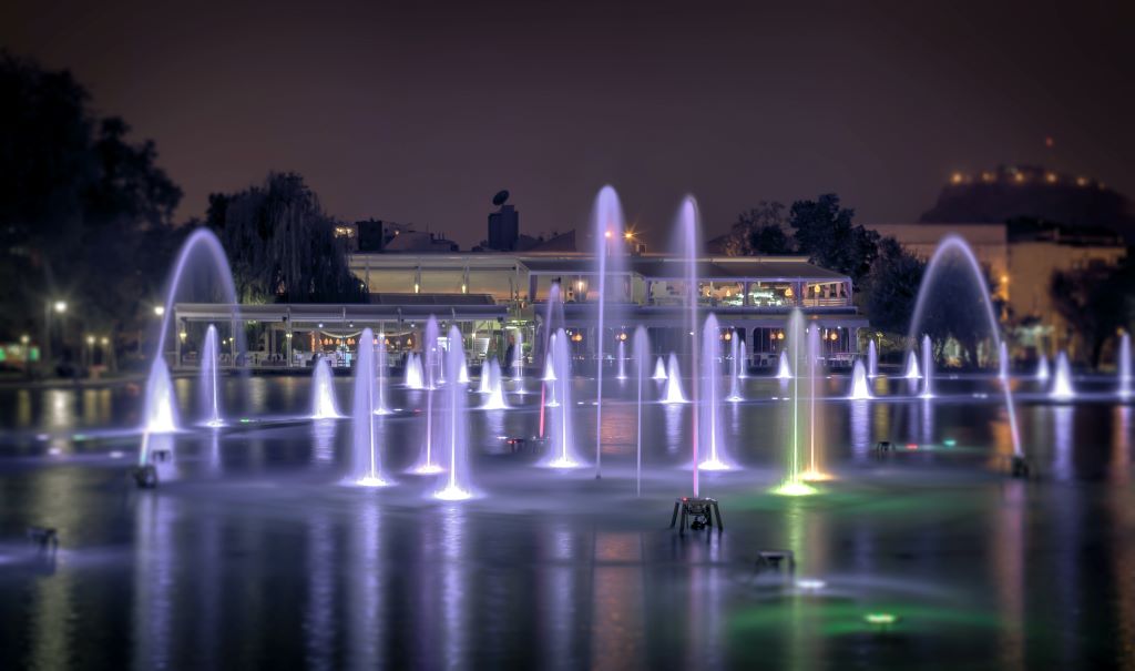 photo of light fountains at night in plovdiv bulgaria
