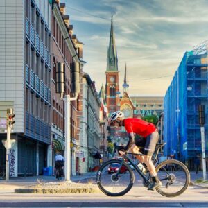 photo of a cyclist in gothenburg sweden